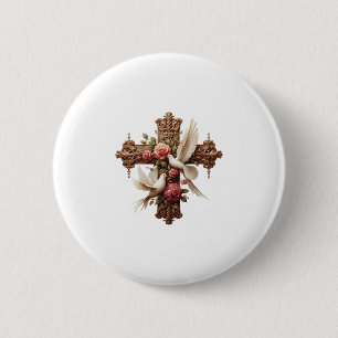 Cross and Doves PNG Clipart - Religious Christian  6 Cm Round Badge