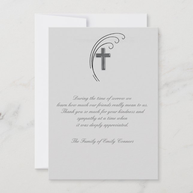 Cross and Fern - Bereavement Thank You Notecard (Front)