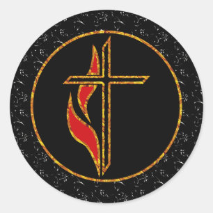 Cross and Flame Classic Round Sticker