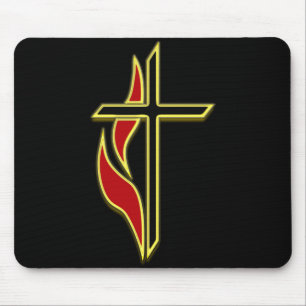 CROSS AND FLAME MOUSE PAD
