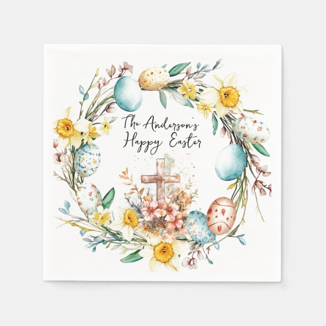 Cross and floral Easter Napkin (Front)