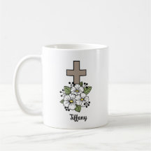 Cross and Flowers Personalised