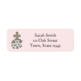 Cross and Flowers Personalised Return Address Label