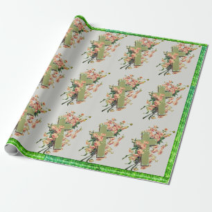 Cross And Flowers Wrapping Paper