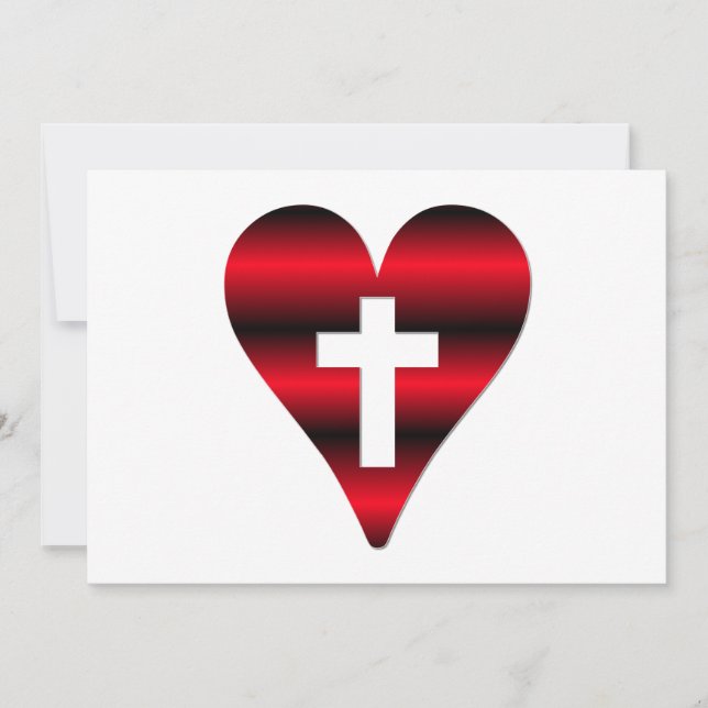 Cross and heart #3 ( Cross inside red heart ) Invitation (Front)