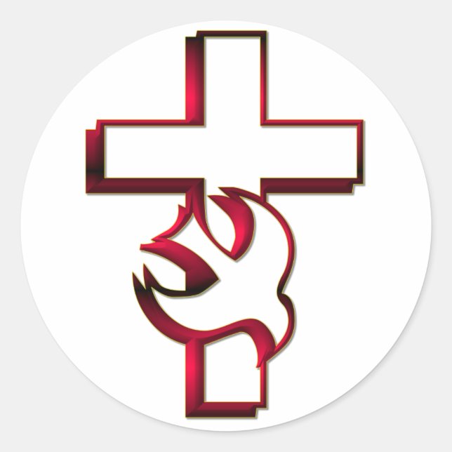 Cross and Holy Spirit / Holy Ghost Classic Round Sticker (Front)