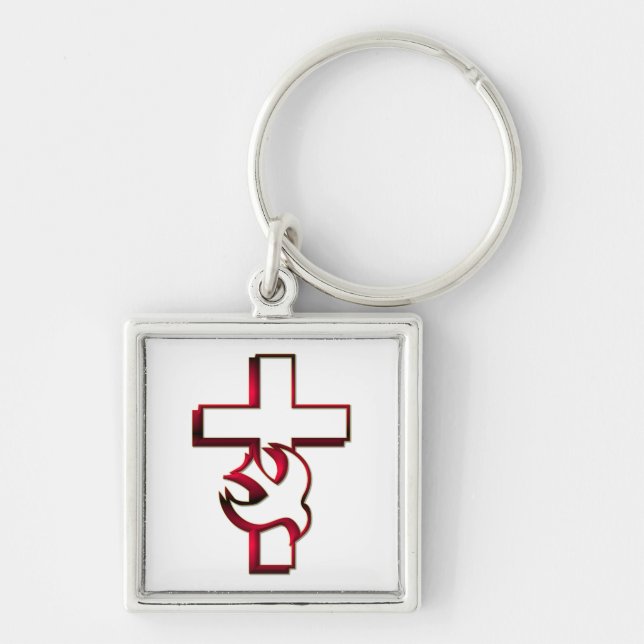 Cross and Holy Spirit / Holy Ghost Key Ring (Front)