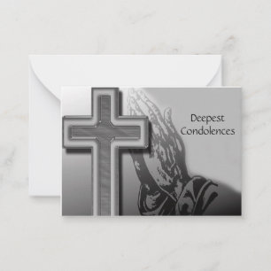 Cross And Pray Hand Sympathy Card