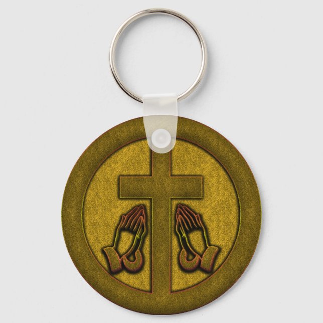 CROSS AND PRAYING HANDS KEY RING (Front)
