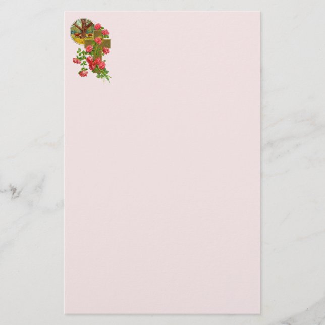 Cross And Red Carnations Stationery (Front)