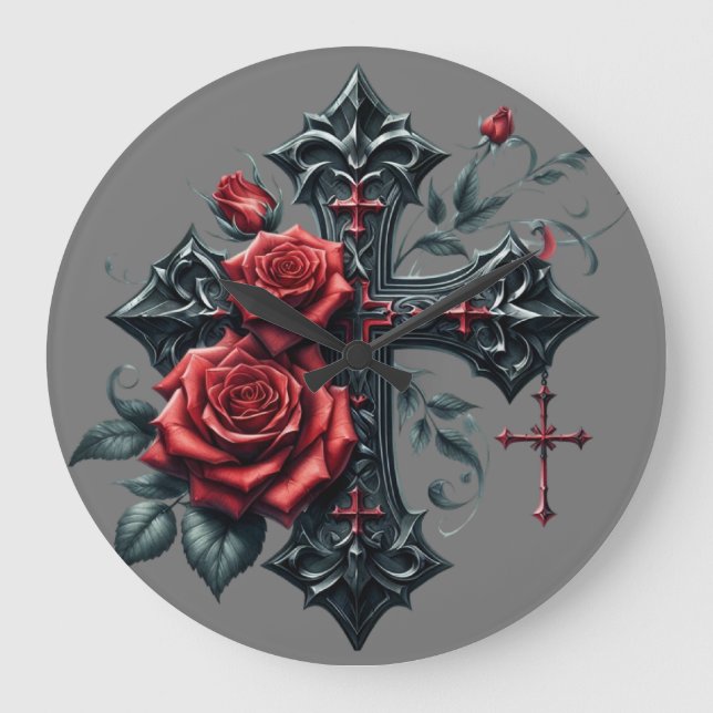 Cross and Roses wall clock (Front)