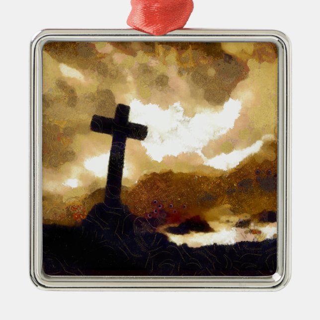 Cross and Sky Metal Tree Decoration (Front)