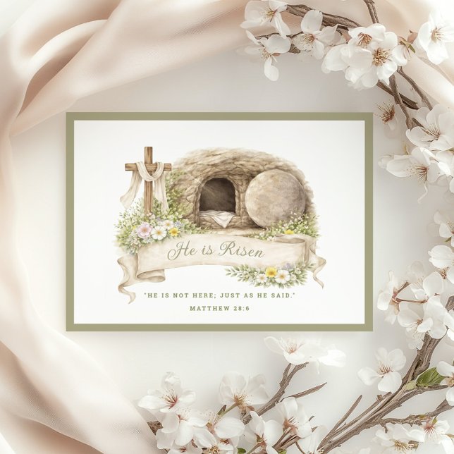 Cross and Tomb | He is Risen Resurrection Day Card (Creator Uploaded)