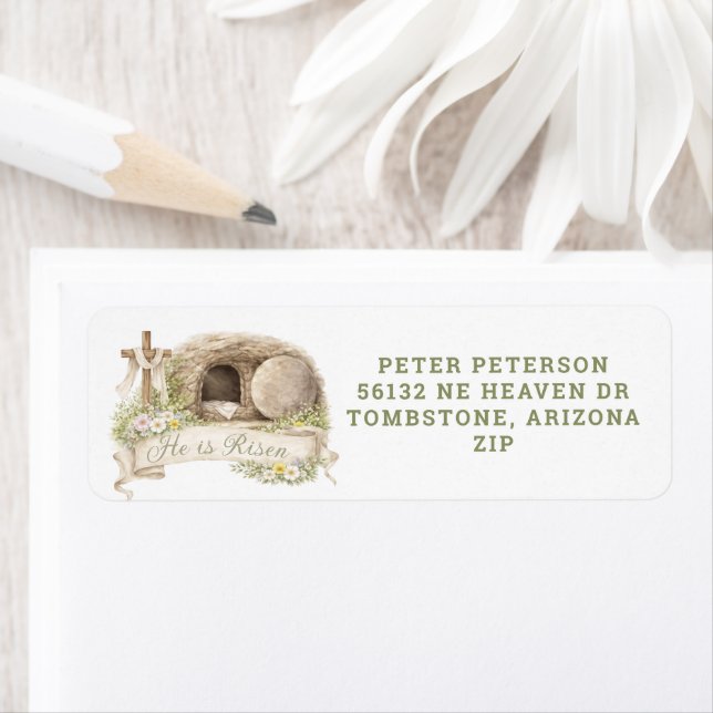 Cross and Tomb | Resurrection Day Return Address Label (Insitu)
