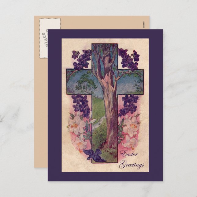 Cross and Tree Christian Postcard (Front/Back)