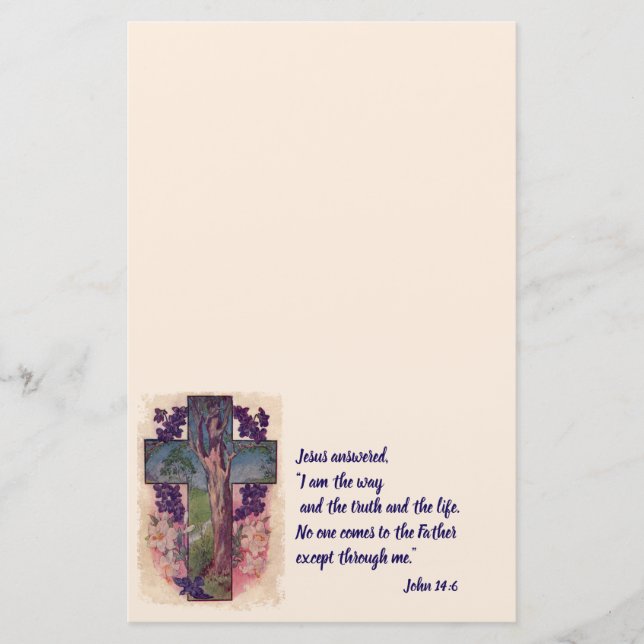 Cross and Tree Christian Stationery Paper (Front)