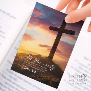 Cross at Dusk Bookmark Scripture Bible Advice Card