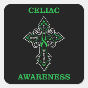 Cross/Awareness...Celiac Square Sticker