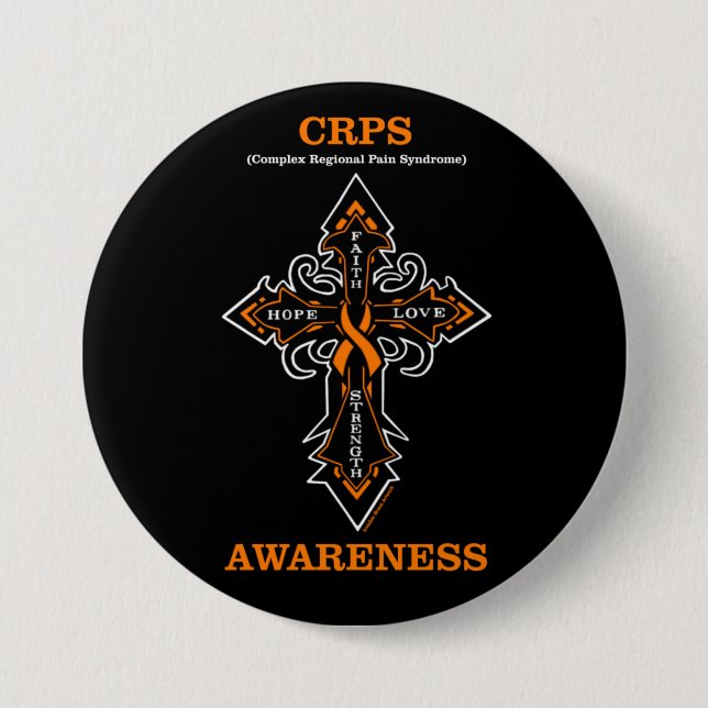 Cross/Awareness...CRPS 7.5 Cm Round Badge (Front)