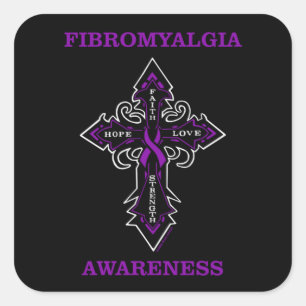Cross/Awareness...Fibro Square Sticker
