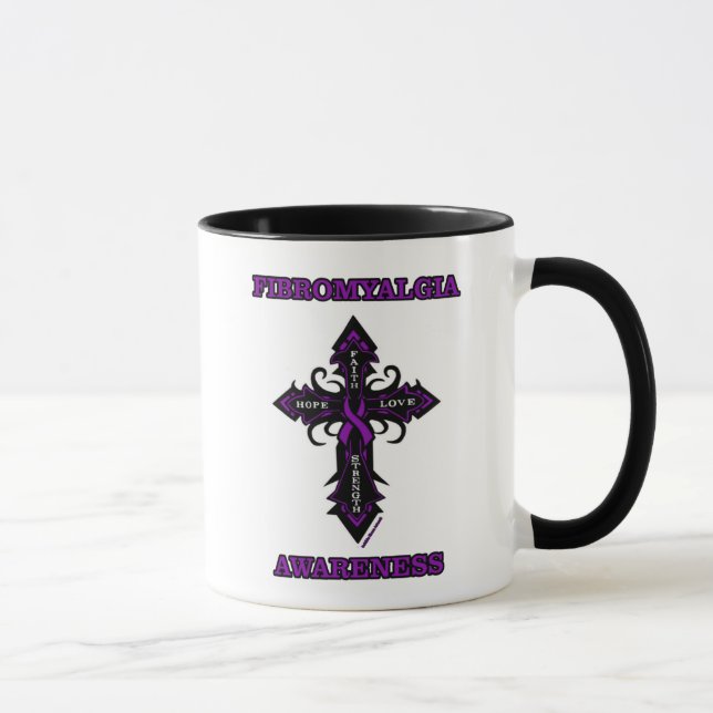 Cross/Awareness...Fibro Two-Tone Coffee Mug (Right)