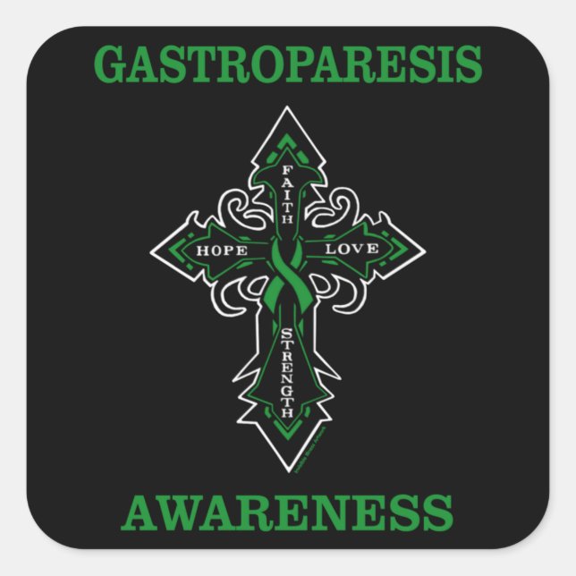 Cross/Awareness...Gastroparesis Square Sticker (Front)