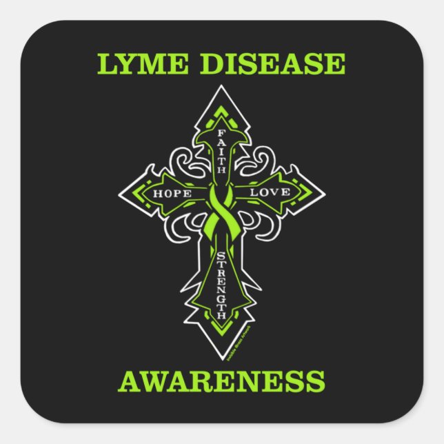 Cross/Awareness...Lyme Disease  Square Sticker (Front)