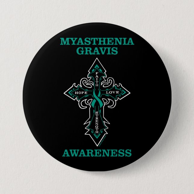 Cross/Awareness...Myasthenia Gravis Button (Front)