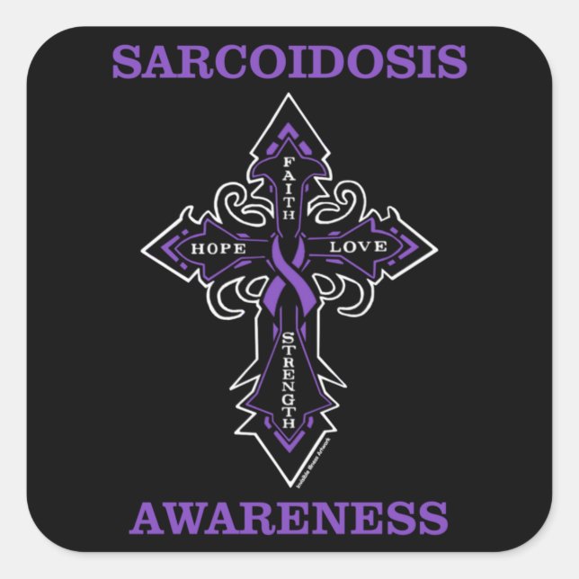 Cross/Awareness...Sarcoidosis Square Sticker (Front)
