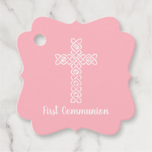 Cross   Baby Pink Communion Baptism Christening Favour Tags