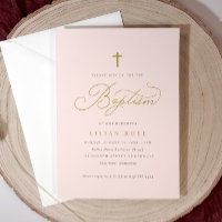 Cross Baptism Invitations - Pink Daughter Girl