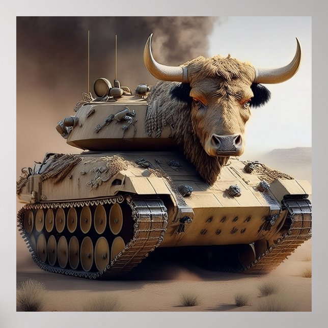 Cross Between A Tank And A Texas Longhorn Steer Poster (Front)
