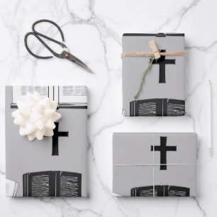 Cross & Bible Reverence Wrapping Paper Sheet