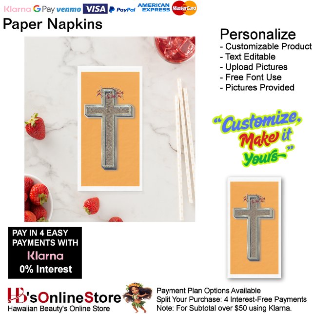 Cross Biblical Faith Religion Orange Background  Napkin (Cross Biblical Faith Religion Orange Background Paper Guest Towels.)