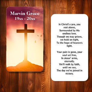 Cross Birds Sunset Funeral Prayer Card