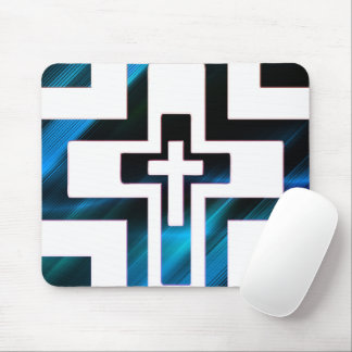 Cross black dark blue mouse pad