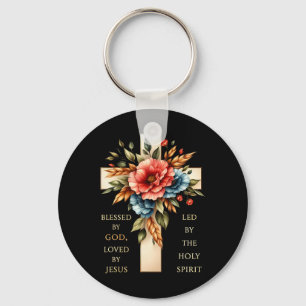 Cross Blessed Blessed By God Loved By Jesus Funny  Key Ring