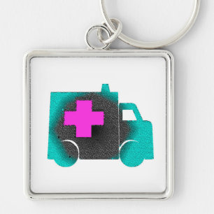 cross blue ambulance nurse emt doctor medical key ring