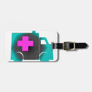 cross blue ambulance nurse emt doctor medical luggage tag