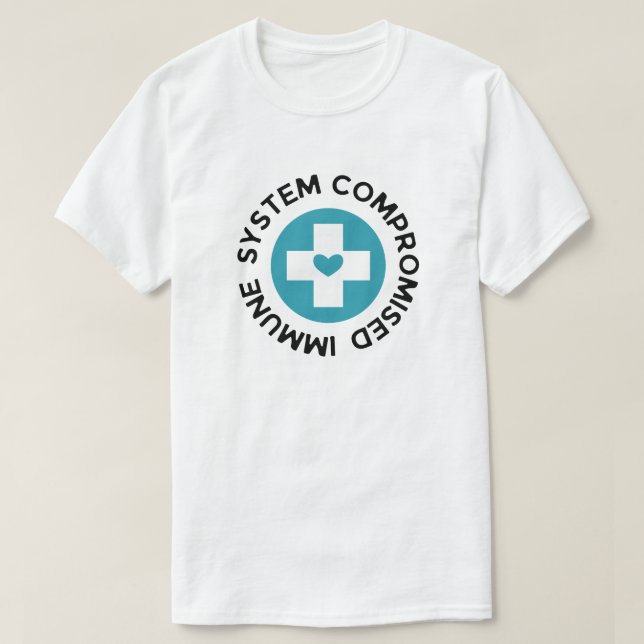 Cross Blue Heart Compromised Immune System T-Shirt (Design Front)