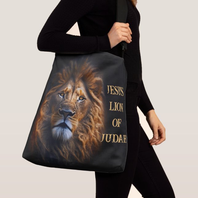 Cross Body Tote Bag Jesus Christ Lion Of Judah (Close Up)