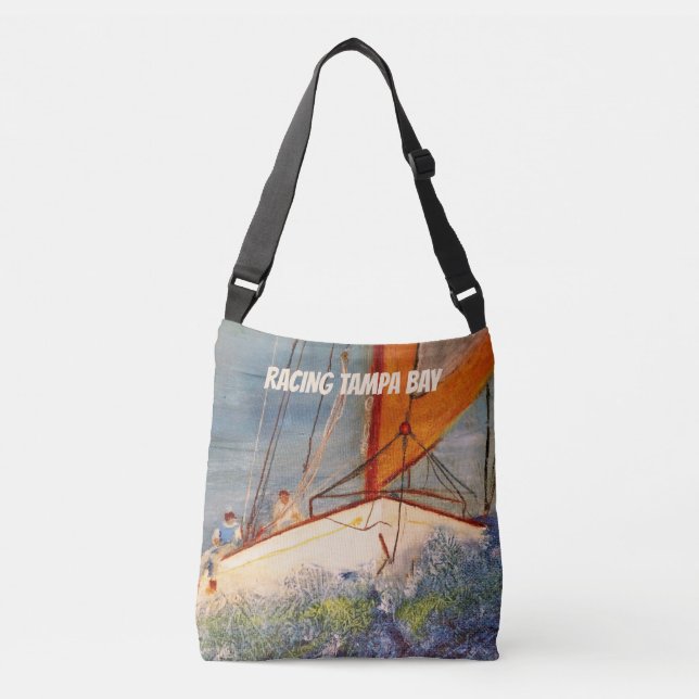 Cross Body Tote Bag -  Sailboat Racing  (Front)