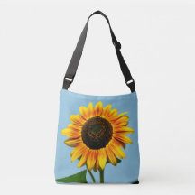 Cross body tote bag with sunflower