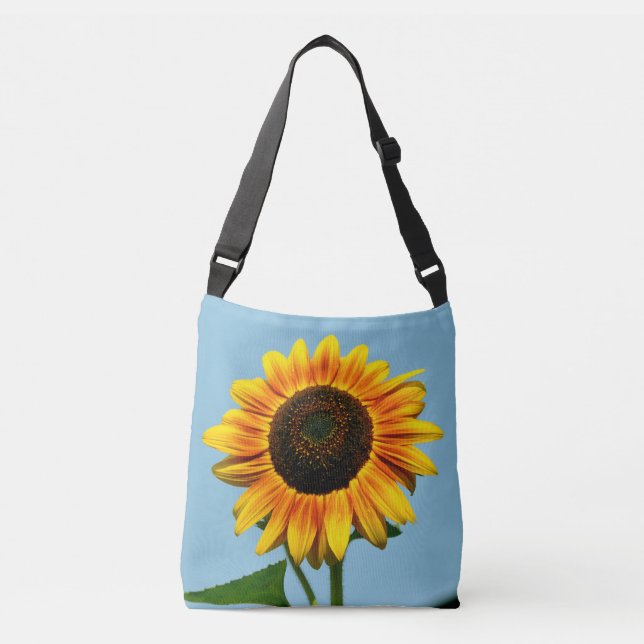 Cross body tote bag with sunflower (Front)