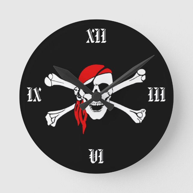 Cross Bones Pirate Wall Clock (Front)