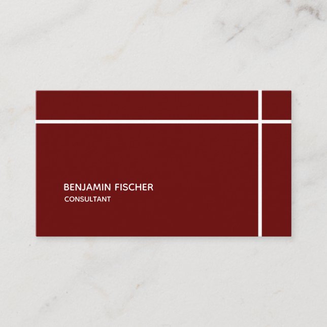 Cross Bordered Red Simple Modern Minimal Business Card (Front)