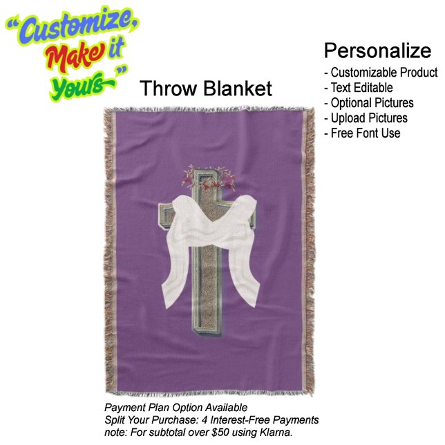 Cross Bow Throw Blanket with Purple Background (Cross Bow Throw Blanket Featuring a Purple Background.)