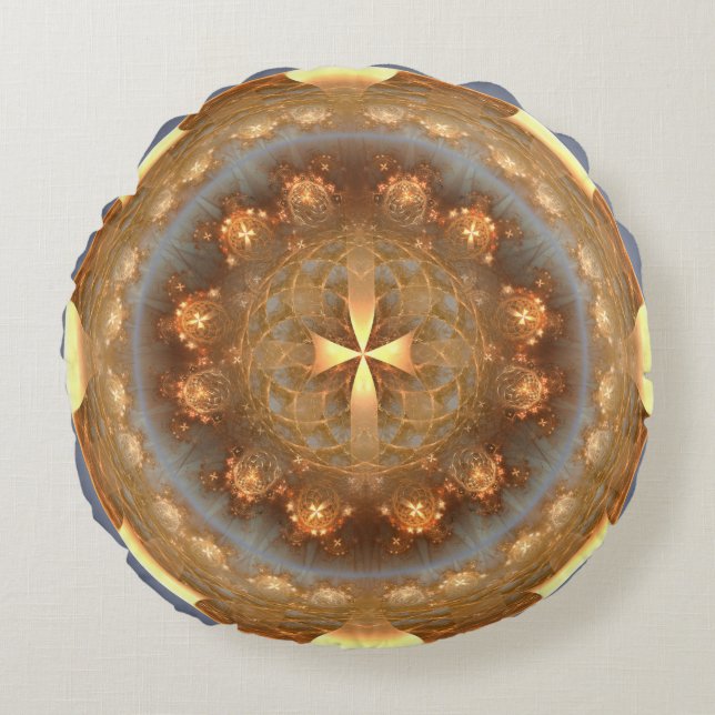 Cross bright round ornament cushion (Front)