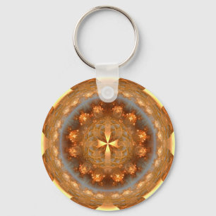 Cross bright round ornament key ring