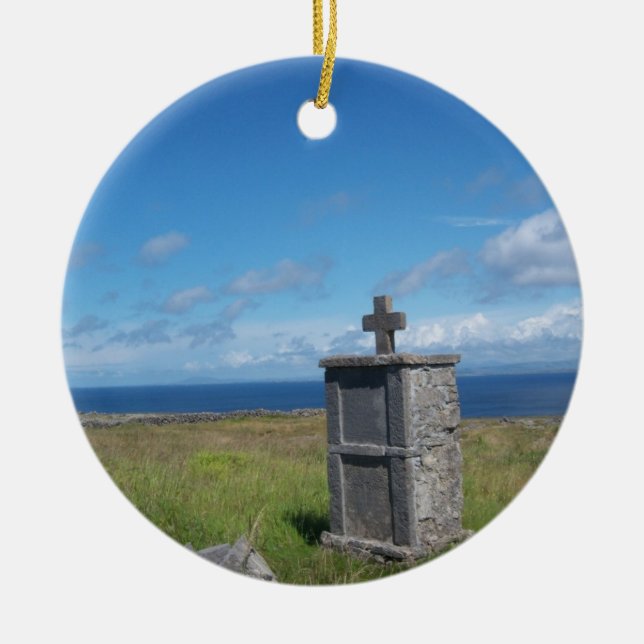 Cross by the sea ceramic ornament (Front)